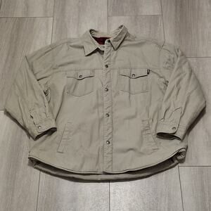 Craftsman Men’s Beige Flannel Lined Button Front Work Jacket Pockets XXL